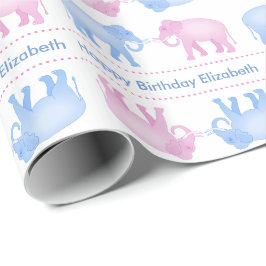 Papel De Presente O aniversário ou o género cor-de-rosa e azul dos