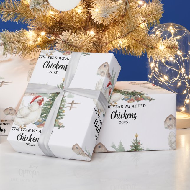 Papel De Presente O Ano em que Adicionamos Galinhas Criação Personal (Feriados)
