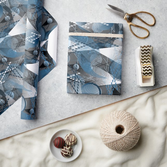 Papel De Presente O azul e o cinza. Abstração. (Artesanato)