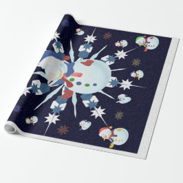 Papel De Presente O Boneco de Neve de Natal Brilhante -
