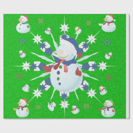 Papel De Presente O Boneco de Neve de Natal Brilhante -