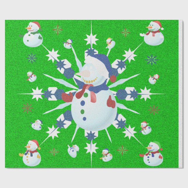 Papel De Presente O Boneco de Neve de Natal Brilhante - (Aberto)