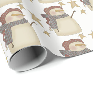 Papel De Presente O boneco de neve Prim do Natal stars o envoltório