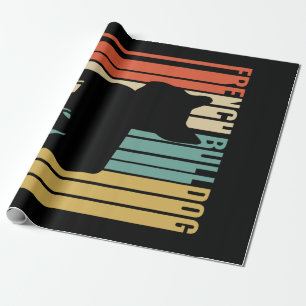 Papel De Presente O Bulldog Francês Retro 1970 Cachorro Silhouette 