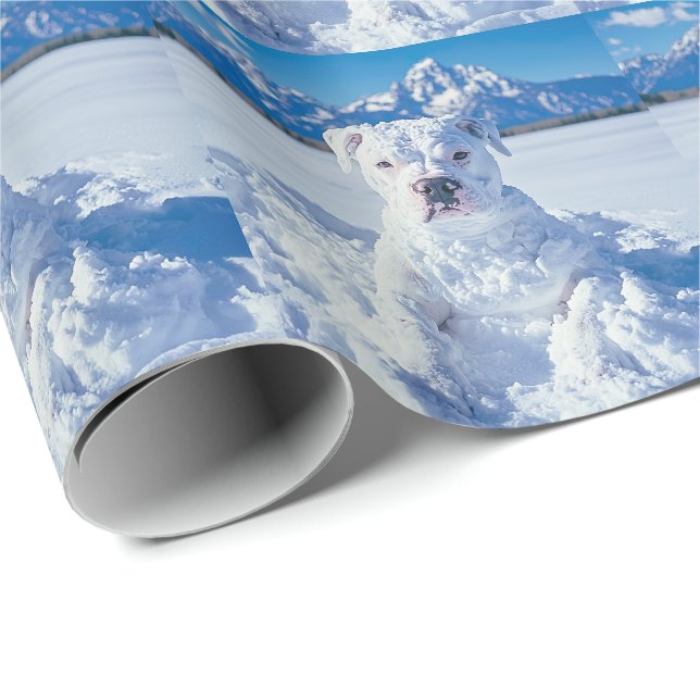 Papel De Presente O Cachorro Pitbull de Natal (Ponta do rolo)