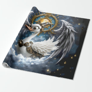 Papel De Presente O Cisne Curioso de Relógio.