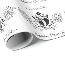 Papel De Presente O Claddagh (Preto)