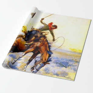 Papel De Presente “O Domador” Arte Ocidental por Charles M Russell