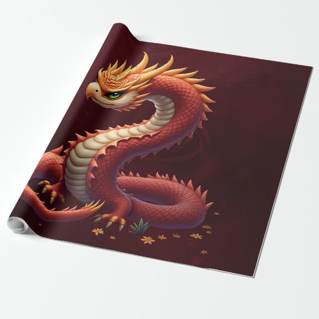 Papel De Presente O dragão serpente dourado. (Desenrolado)