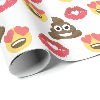 Papel De Presente O Emoji está apaixonado, o Poop emoji e os beijos
