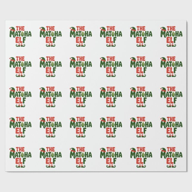 Papel De Presente O Fada Matcha Divertido Bebida de Natal Matcha (Aberto)