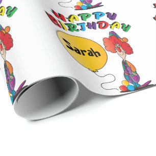 Papel De Presente O feliz aniversario personaliza o palhaço