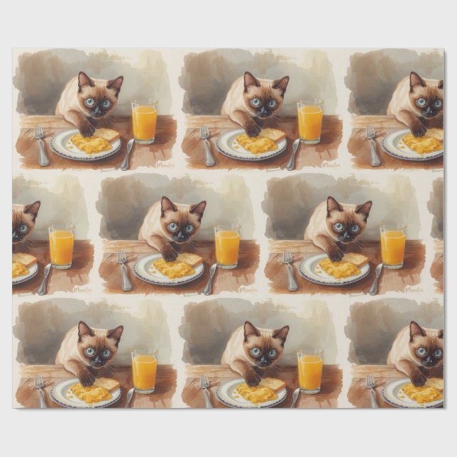 Papel De Presente O gato está comendo o café da manhã  (Aberto)