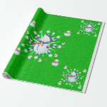 Papel De Presente O Glittery Christmas Snowman -<br><div class="desc">Este design apresenta um floco de neve branco e azul,  flocos de neve coloridos e muitos homens de neve vestidos para uma fria época de Natal. Uma falha foi adicionada a este design. Este presente de Natal vem em várias cores,  estilos e tamanhos.</div>