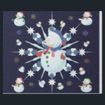 Papel De Presente O Glittery Christmas Snowman -<br><div class="desc">Este design apresenta um floco de neve branco e azul,  flocos de neve coloridos e muitos homens de neve vestidos para uma fria época de Natal. Uma falha foi adicionada a este design. Este presente de Natal vem em várias cores,  estilos e tamanhos.</div>