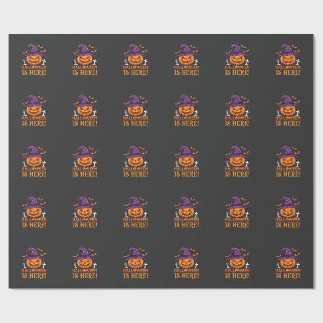 Papel De Presente O Halloween Chegou Bruxa Abóbora Vector (Aberto)