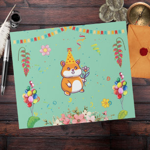 Papel De Presente O Hamster Bonito Pensou na Festa de aniversário do