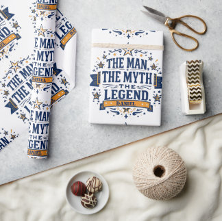 Papel De Presente O Homem O Mito A Lenda | Dia de os pais Personaliz