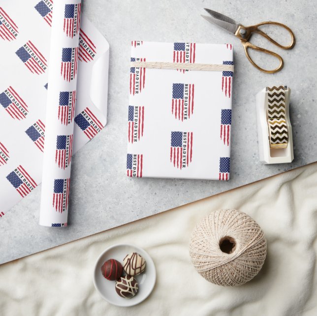 Papel De Presente O melhor Pai de Bandeira Americana (Artesanato)