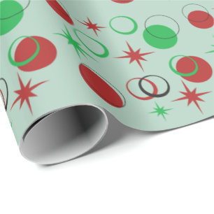 Papel De Presente O moderno do século médio forma o Natal vermelho