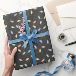 Papel De Presente O natal colorido ilumina o padrão da terra preta