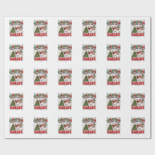 Papel De Presente O Natal Começa Cristo Papai Noel Árvore Floco de N