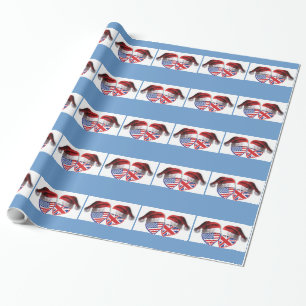 Papel De Presente O Natal do Reino Unido Corações Patrióticos dos