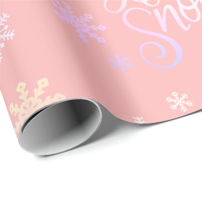 Papel De Presente O Natal Elegante Deixa Neve e Flocos de Neve (Ponta do rolo)