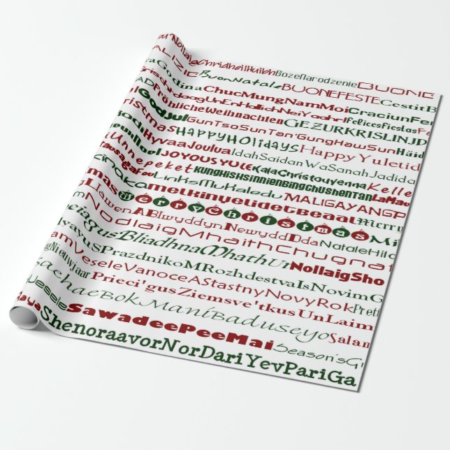 Papel De Presente O Natal Em Torno Do Texto MundialDsgn Wrappaper (Desenrolado)