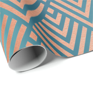 Papel De Presente O ouro cor-de-rosa cora cobre metálico do art dec