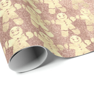 Papel De Presente O ouro cor-de-rosa cora rosa da cara do pão do
