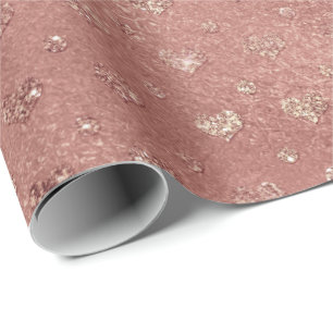 Papel De Presente O ouro do rosa do rosa cora corações do vidro do