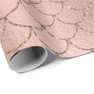 Papel De Presente O ouro do rosa do rosa das escalas da sereia cora