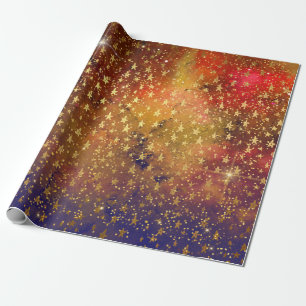Papel De Presente O ouro Stars o Firmament celestial da galáxia dos