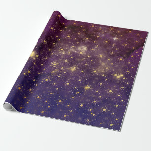 Papel De Presente O ouro Stars os planetas celestiais da galáxia
