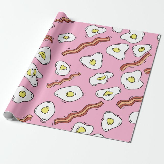Papel De Presente O padrão do café da manhã sem costura com ovos fri (Desenrolado)