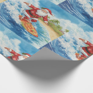 Papel De Presente O Papai Noel está Surfando no Feriado de Natal