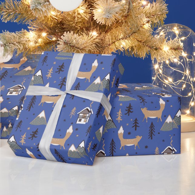 Papel De Presente O papel de enrolamento do padrão da raposa de Nata (Feriados)