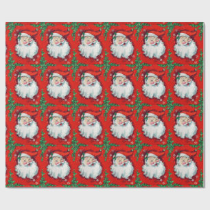 Papel De Presente O papel de envolvimento de Papai Noel do vintage