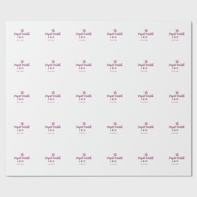 Papel De Presente O par perfeito rosa preto nome data casamento casa (Aberto)