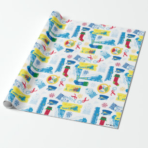 Papel De Presente O Polar Express   Padrão de Ícone de Natal