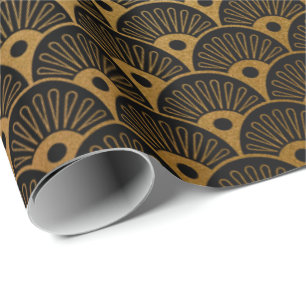 Papel De Presente O preto Dourado da sereia escala Seashells do art
