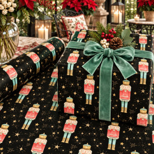 Papel De Presente O Quebra-Nozes de Natal Noite Estrelada Dourada