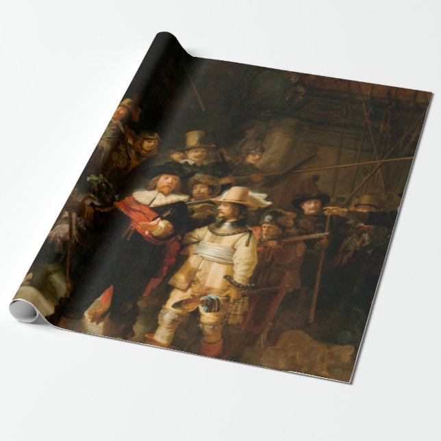 Papel De Presente O relógio noturno de Rembrandt (Desenrolado)