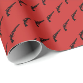 Papel De Presente O revólver telhou o vermelho