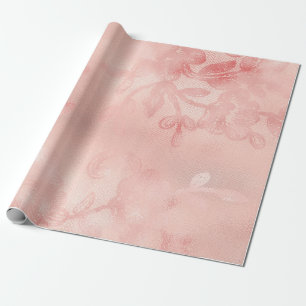 Papel De Presente O rosa floral Dourado coral Pastel cor-de-rosa do