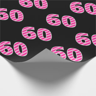 Papel De Presente O rosa listra o evento 60 # (aniversário, o