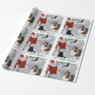 Papel De Presente O Sheepdog de Shetland acredita o Natal