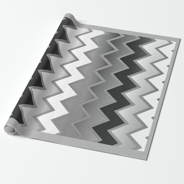 Papel De Presente O simples ZigZag - Monocromo (Desenrolado)
