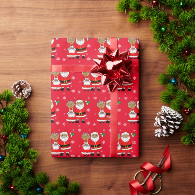 Papel De Presente O Sr. Afro-Americano e a Sra. Papai Noel Natal (Presente de Natal)